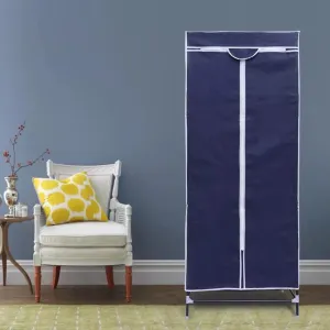 Widdop and Co Fabric Canvas Wardrobe Organizer Clothes Rail Shelf Storage Closet Single - Blue