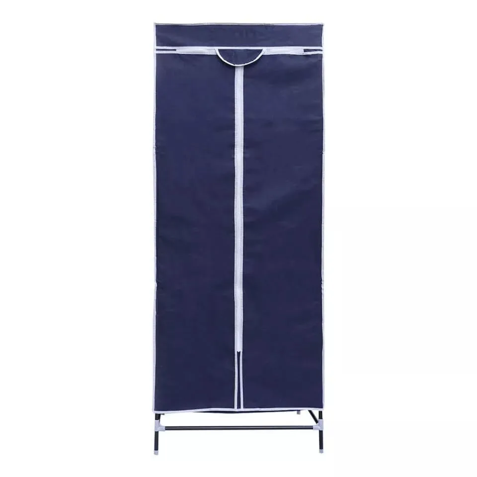 Widdop and Co Fabric Canvas Wardrobe Organizer Clothes Rail Shelf Storage Closet Single - Blue